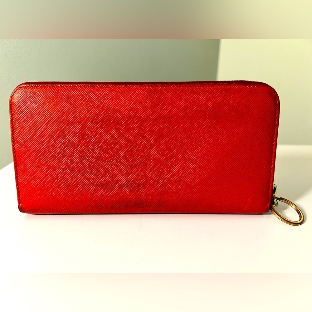 Prada Scarlet Saffiano Leather Wallet AS IS - Picture 4 of 10